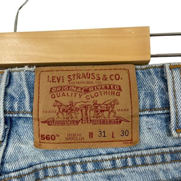 Vintage Levi's 560 31X30 Jeans 30X29 ACTUAL Loose Fit Tapered Mens READ TEAR - Picture 12 of 13